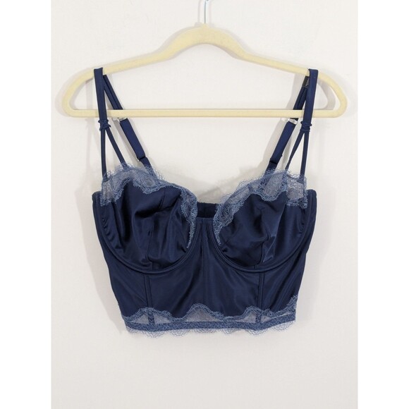 Victorias Secret Navy Dream Angels Unlined Wired Balconette Corset Bra 36DDD - Picture 2 of 15